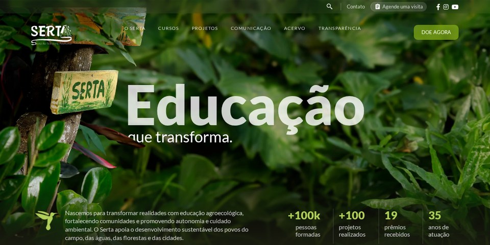 Página inicial do site do Serta